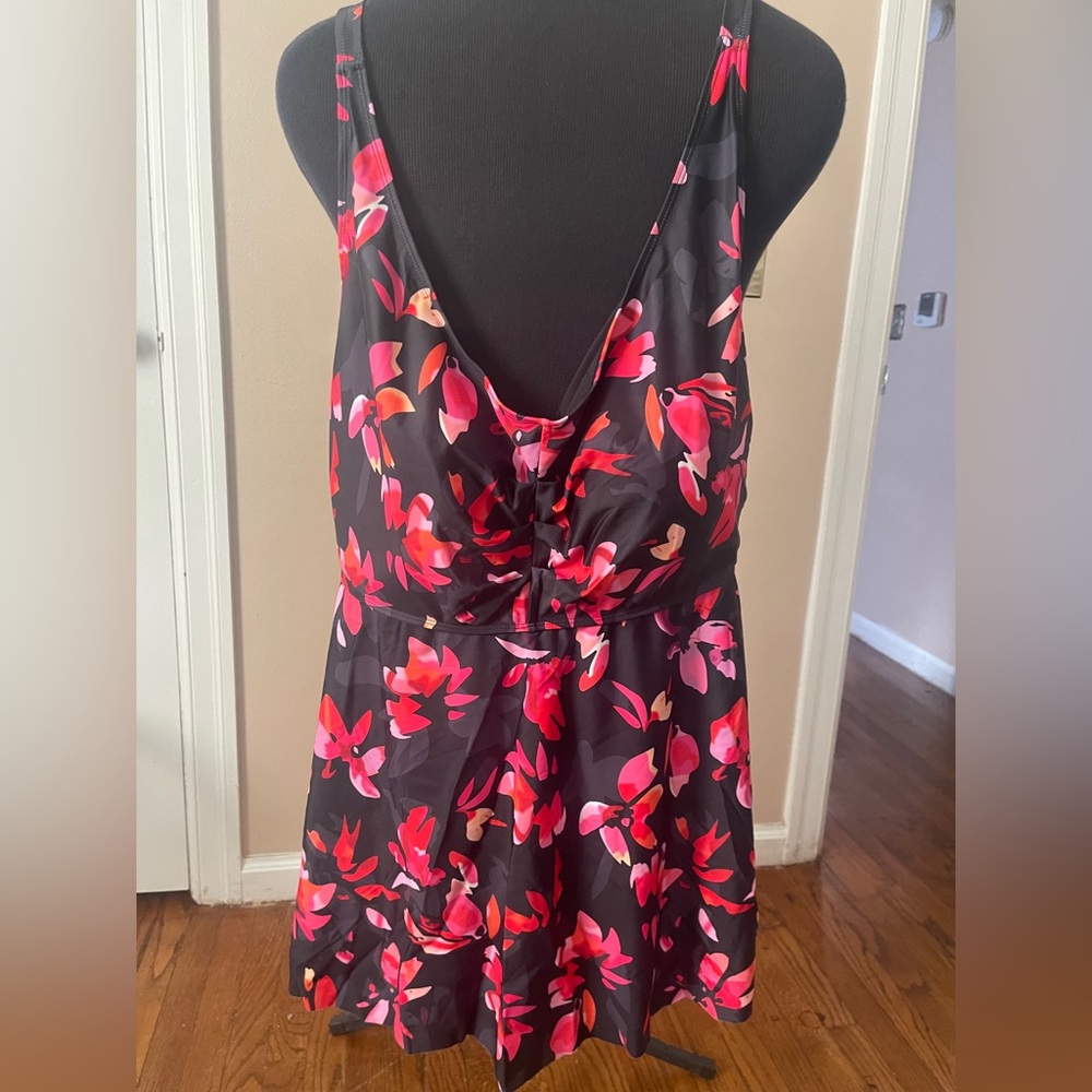 BloomChic Floral Flutter Layered Hem Swim Top